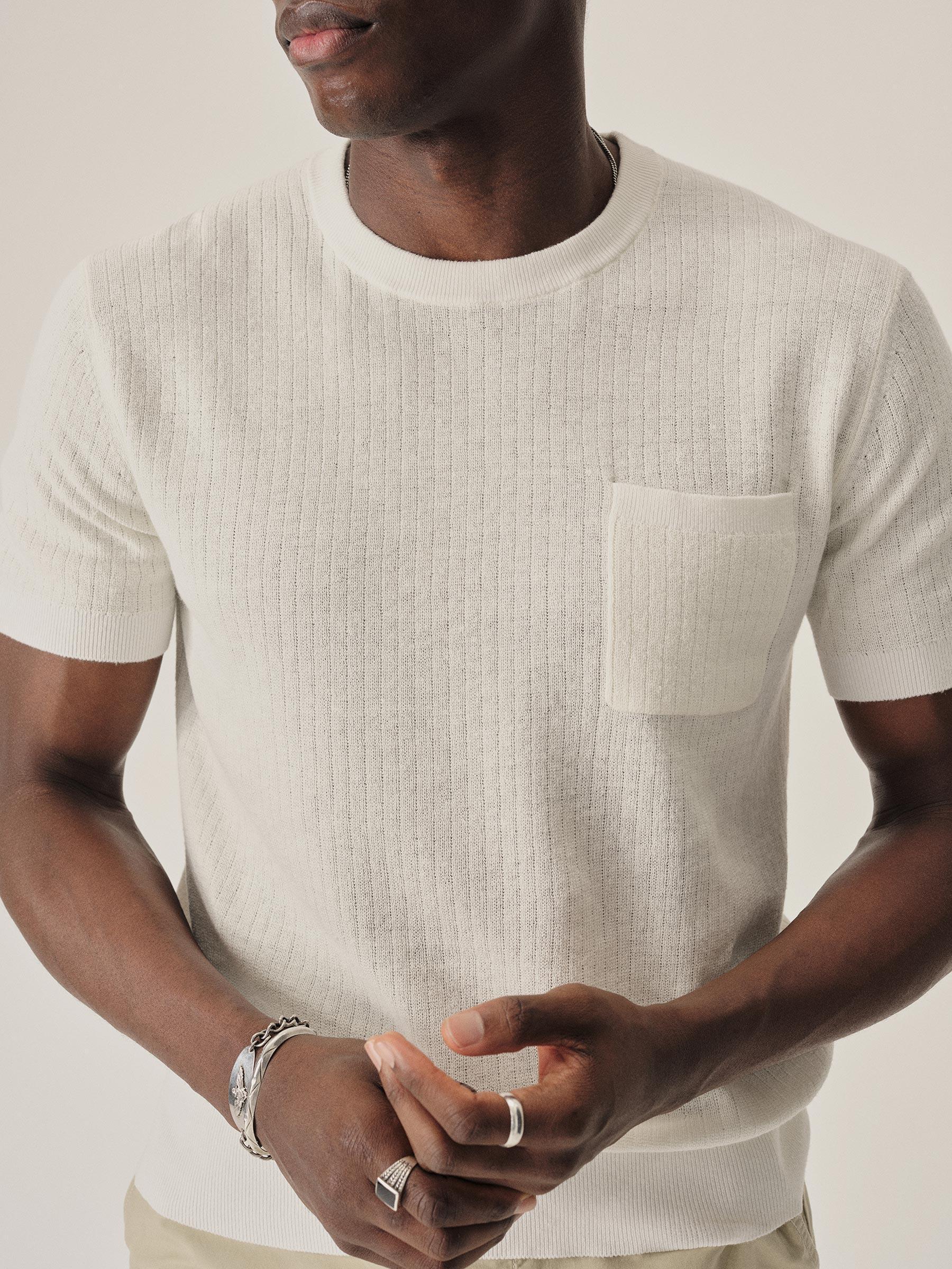 White Yuma Hemp Rib Knit Pocket Tee Product Image