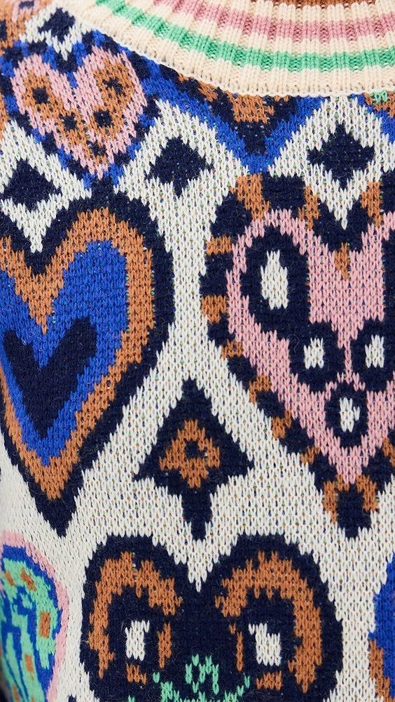 FARM Rio Hearts Ikat Cream Knit Sweater | Shopbop Product Image