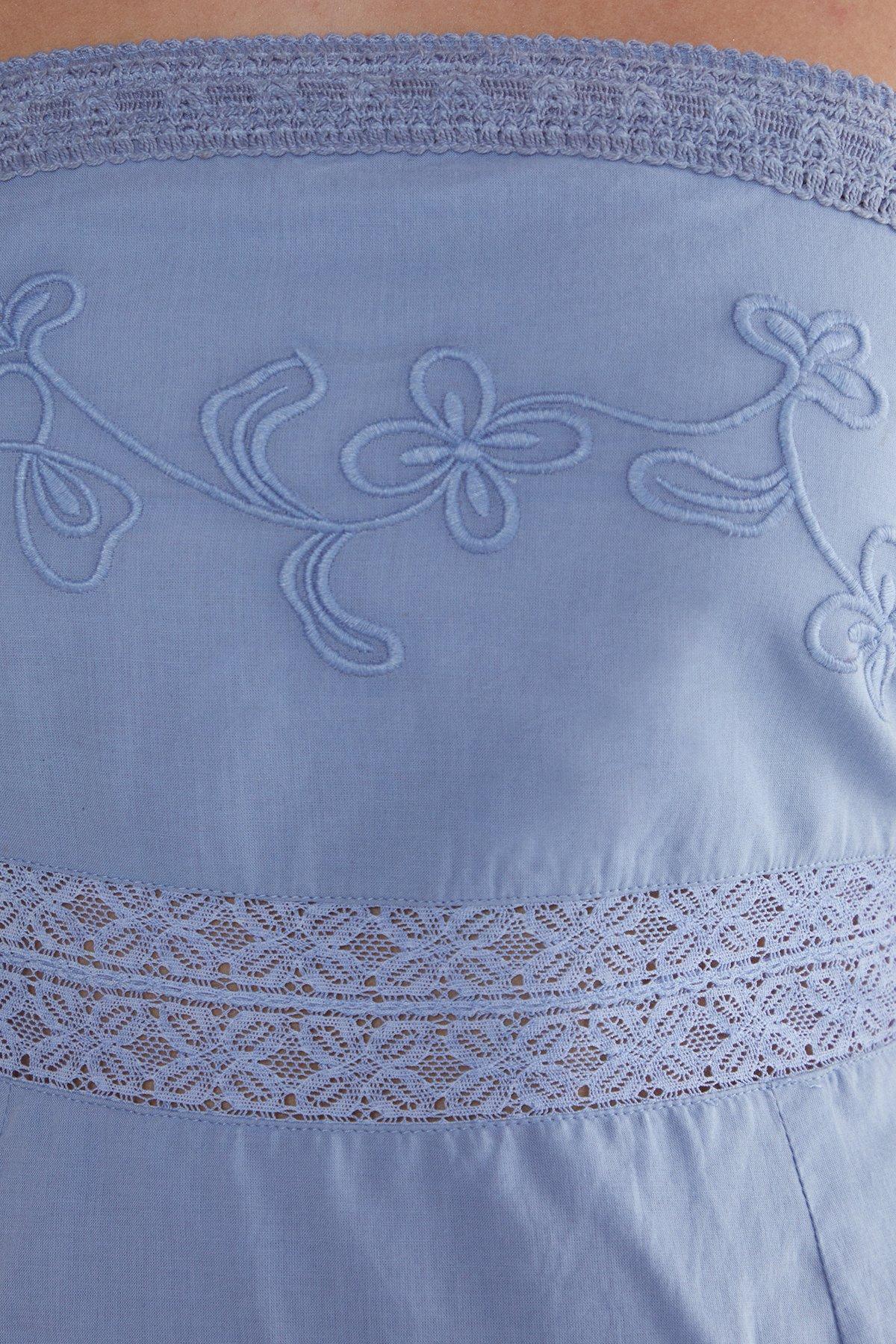 Cotton Embroidered Lace Insert Bandeau Tie Back Mini Dress Product Image