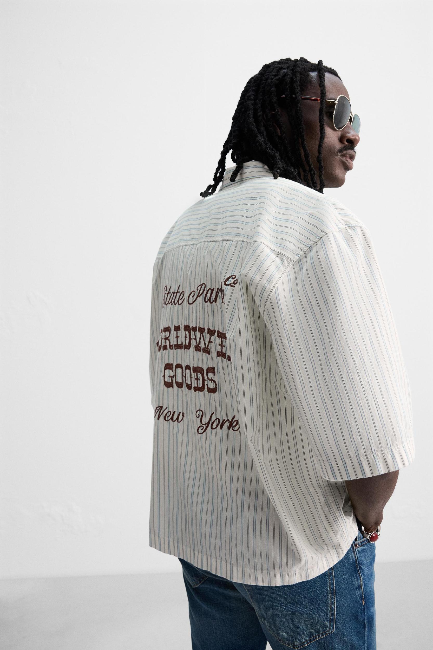 EMBROIDERED STRIPED SHIRT Product Image