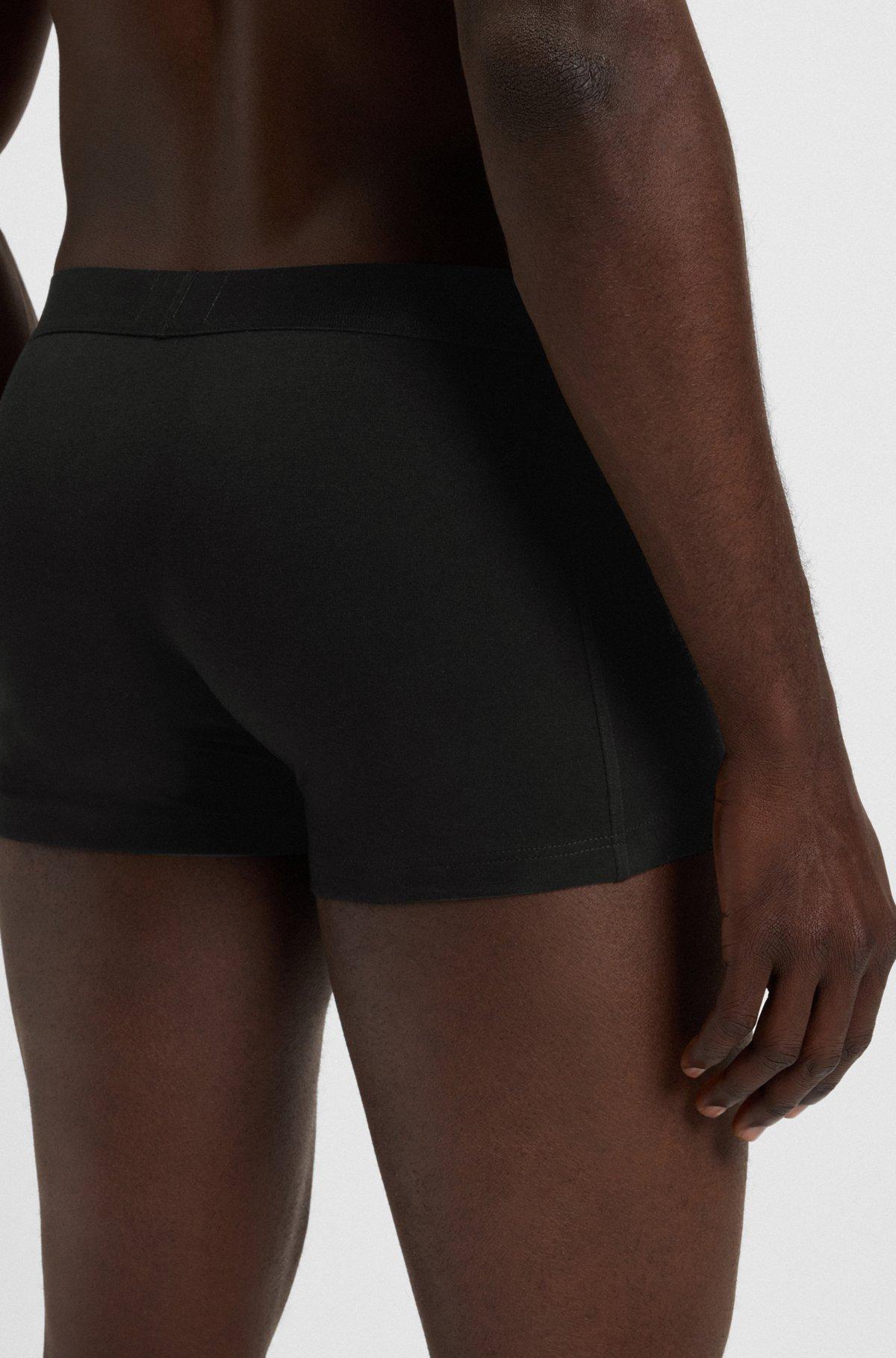 BOSS - Three-pack of stretch-cotton trunks with logo waistbands - Black Product Image