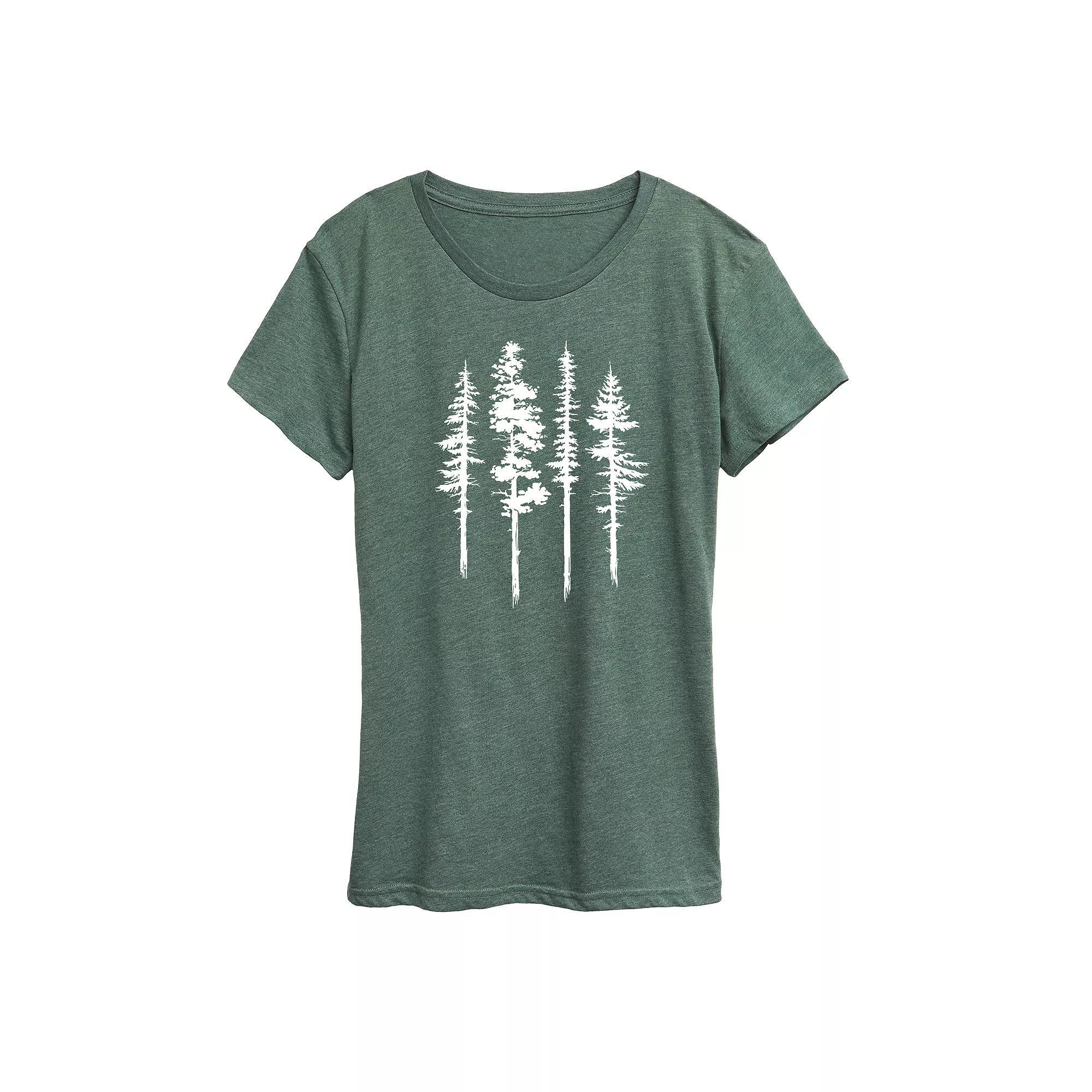 Womens Abstract Trees Graphic Tee, Girls Grey Juniper Product Image