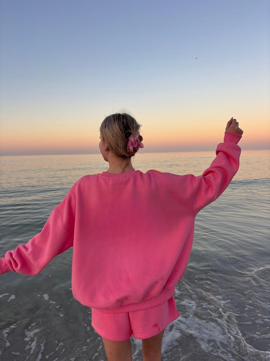 Hibiscus Pink Basic Blank Sweatshirt Product Image