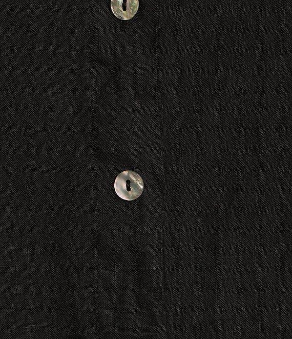 Bryn Walker Bessie Light Linen Crew Neck Cap Sleeve Boxy Button Front Shirt Product Image