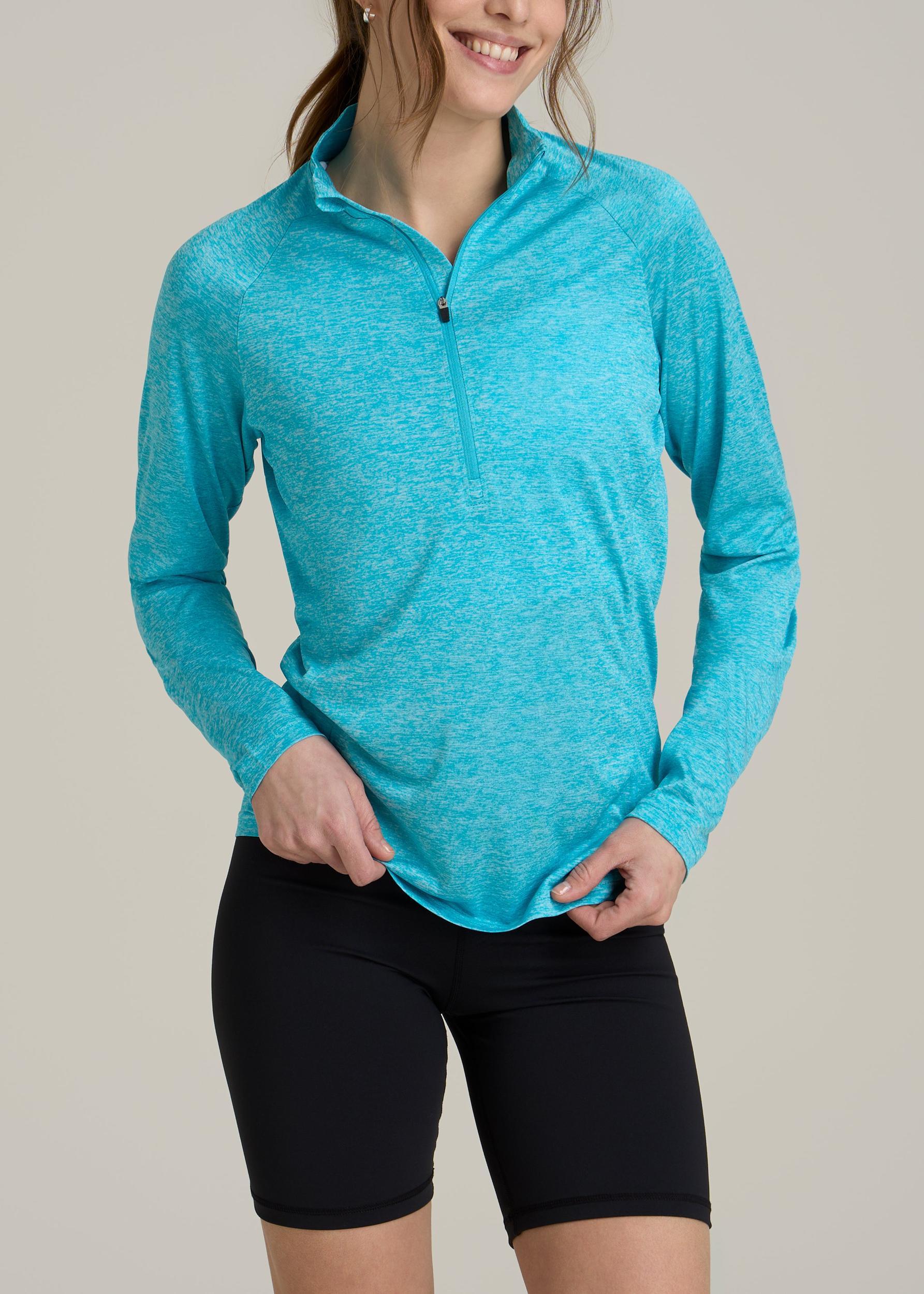 Long Sleeve Active Half Zip Pullover Tall Women's Jacket in Scuba Blue Mix Product Image
