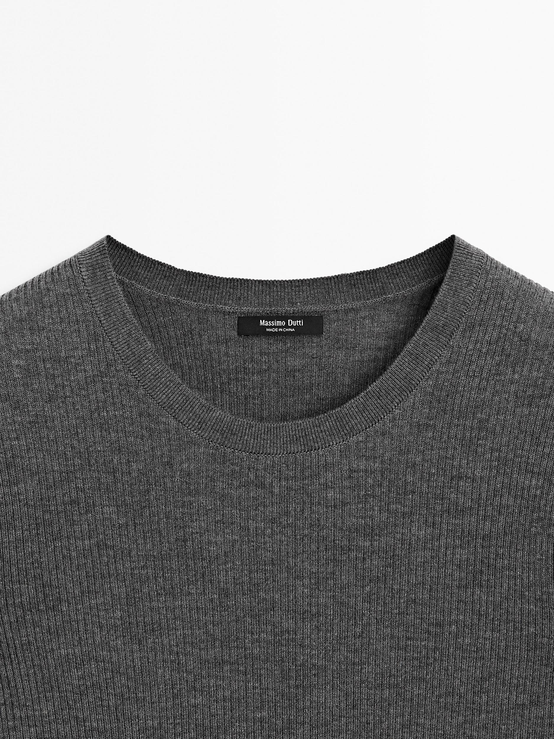 Ribbed knit wool blend sweater Product Image
