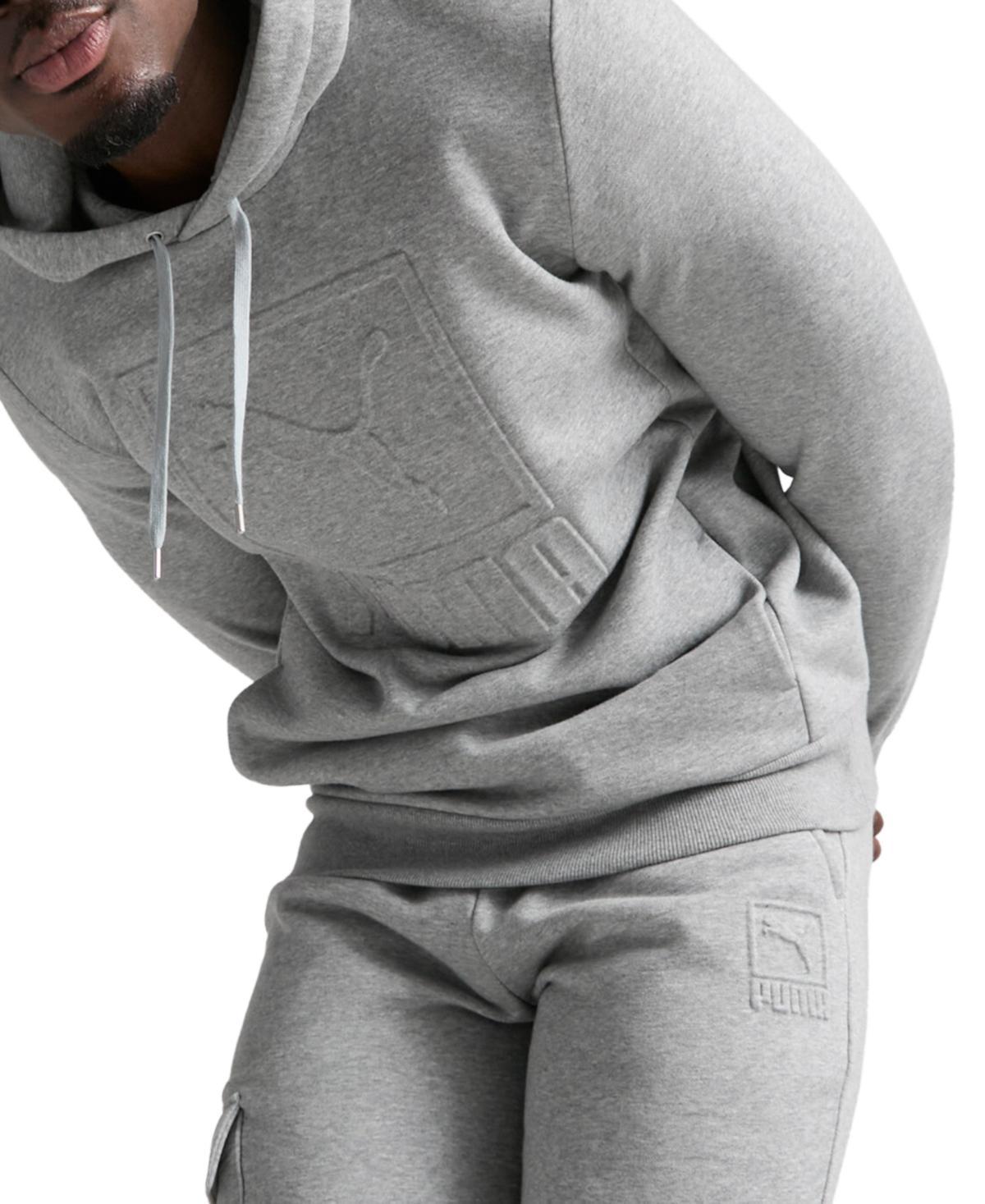 Puma Mens Elevate Embossed Fleece Hoodie Gray Heather Product Image