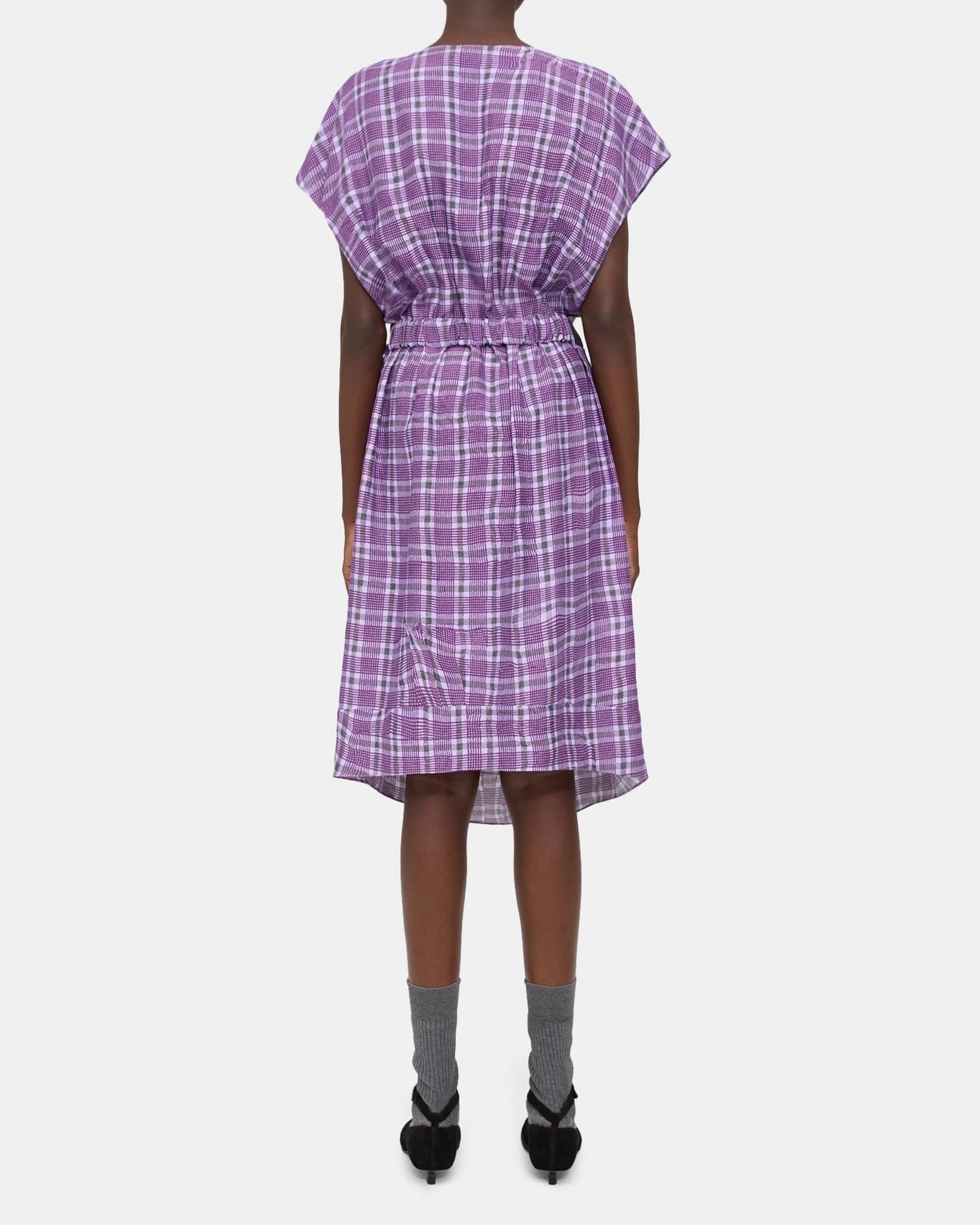 Belted Dress in Silk-Viscose Check Product Image