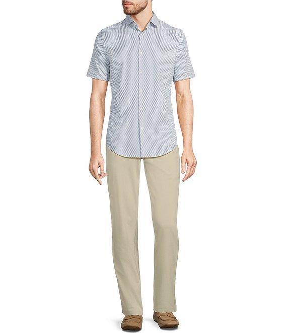 Murano Slim Fit Performance Stretch Geometric Print Short Sleeve Woven Shirt Product Image