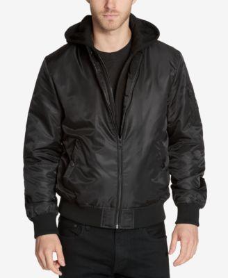 Guess Mens Bomber Jacket with Removable Hooded Inset Product Image