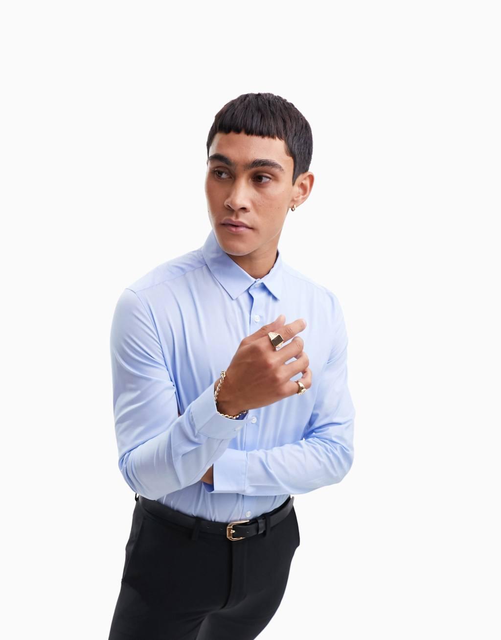 ASOS DESIGN stretch slim fit work shirt in white Product Image