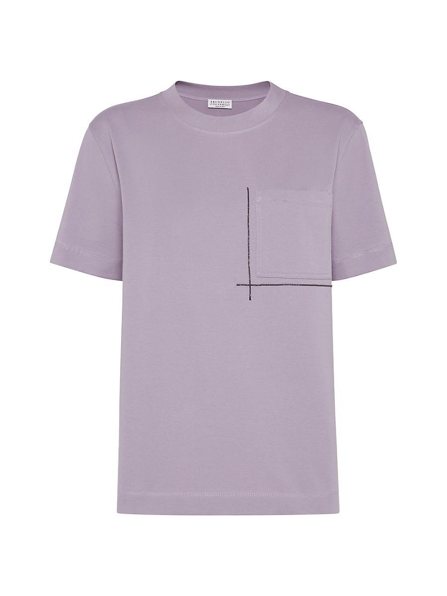 Womens Cotton Jersey T-Shirt with Shiny Pocket Detail Product Image