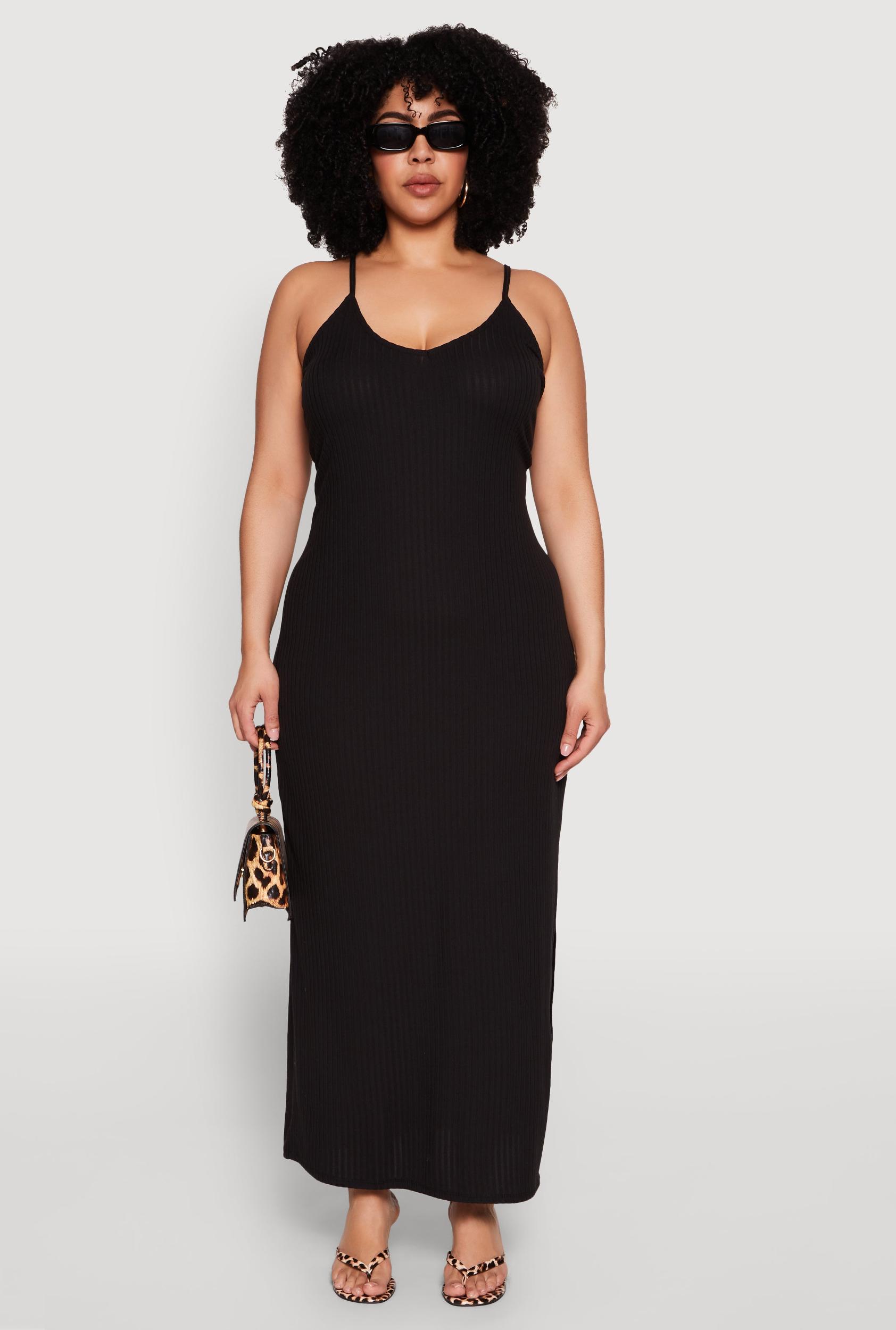 Womens Plus Size V Neck Side Slit Maxi Dress Product Image