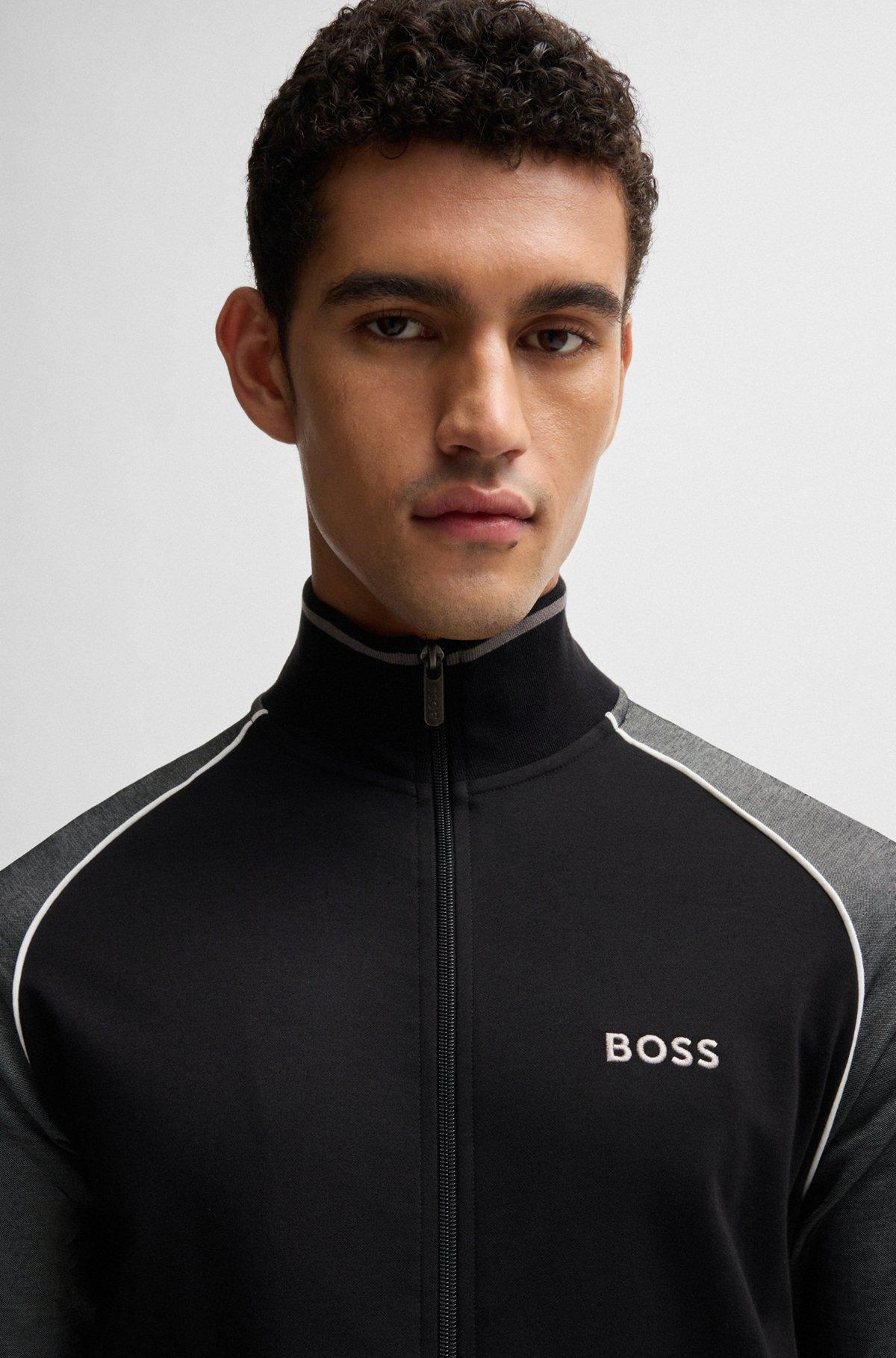 Cotton zip-up jacket with contrast piping Product Image