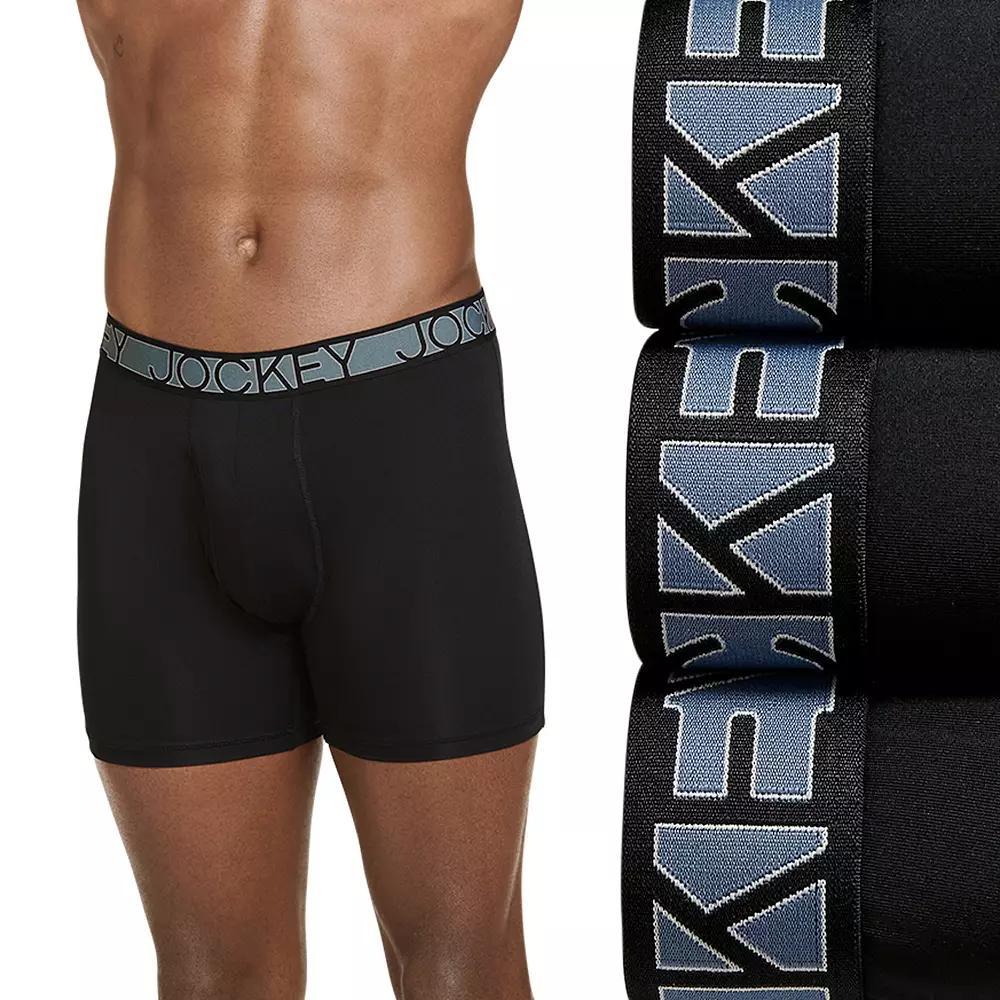 Men's Jockey 3-Pack Active Microfiber 9" Long Leg Boxer Briefs, Size: Medium, Black Product Image