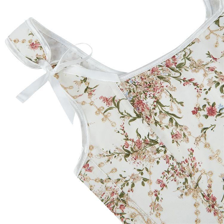 Sleeveless Floral Print Corset Top Product Image