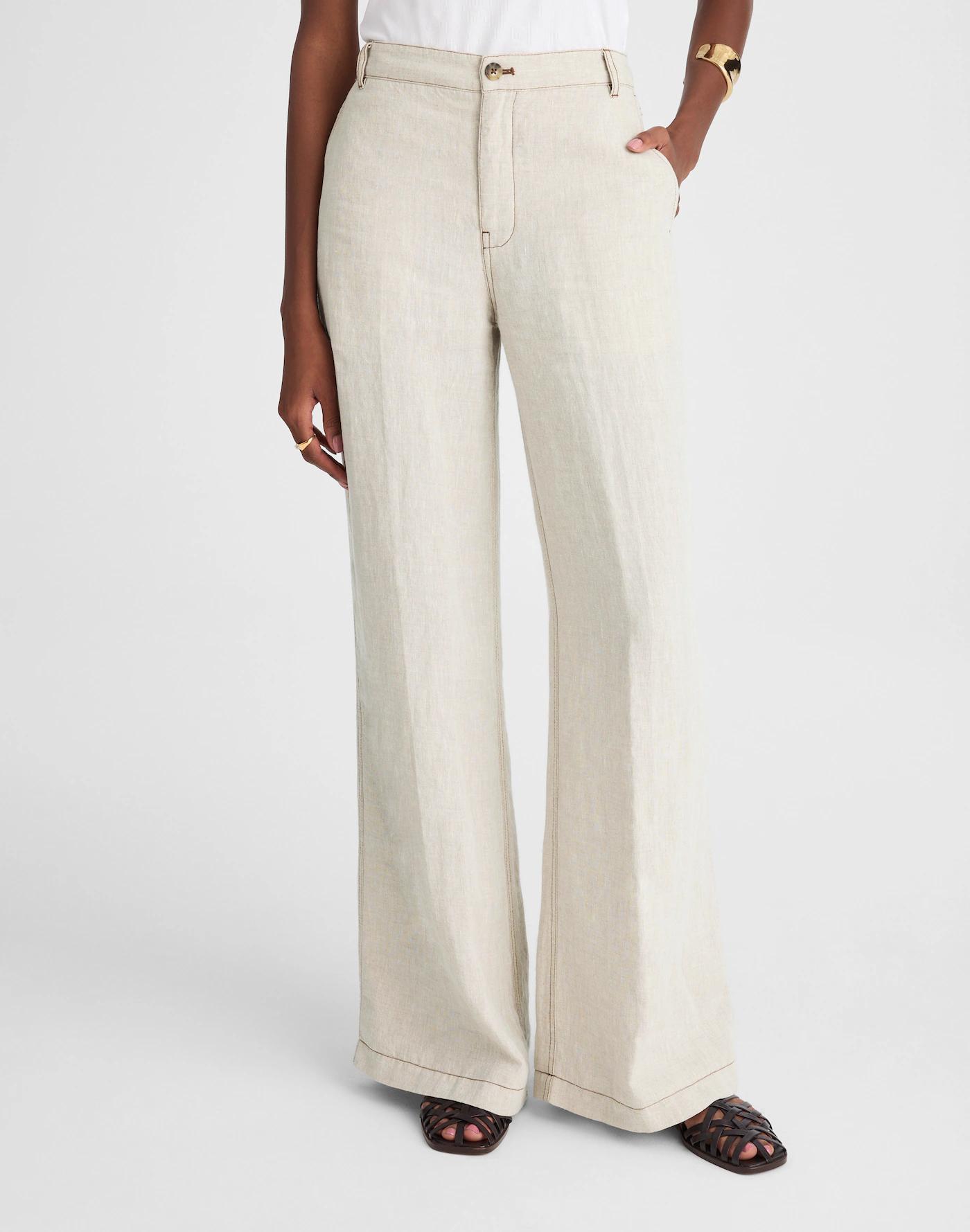 The Zoe Relaxed Wide Pant in 100% Linen Product Image