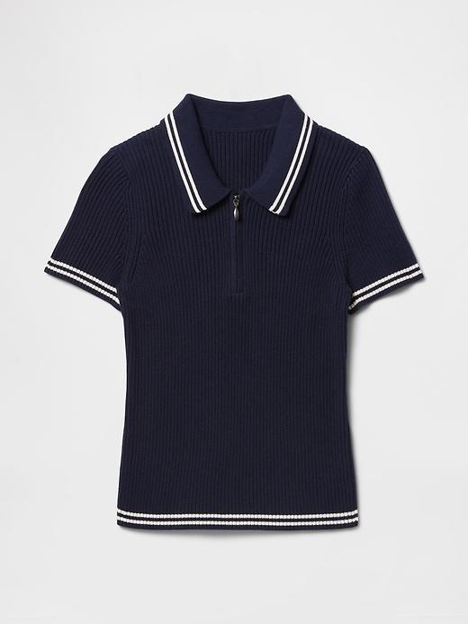 100% Cotton Quarter-Zip Polo Sweater Product Image