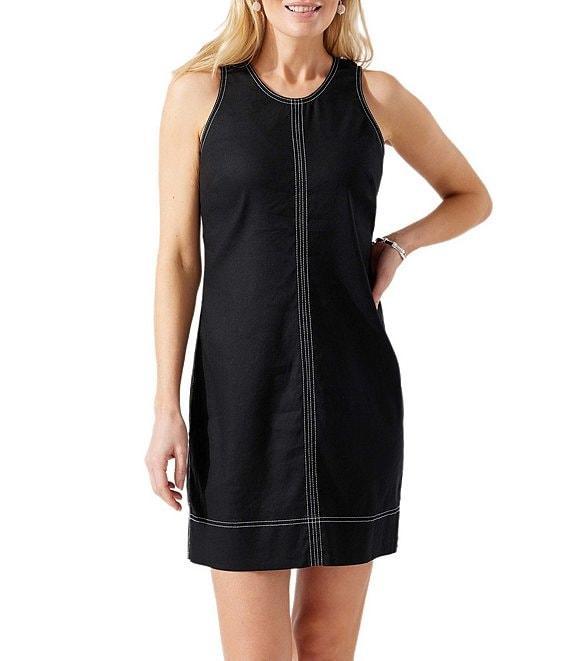 Tommy Bahama Palm-A-Dora Chambray Twill Sleeveless Shift Dress Product Image