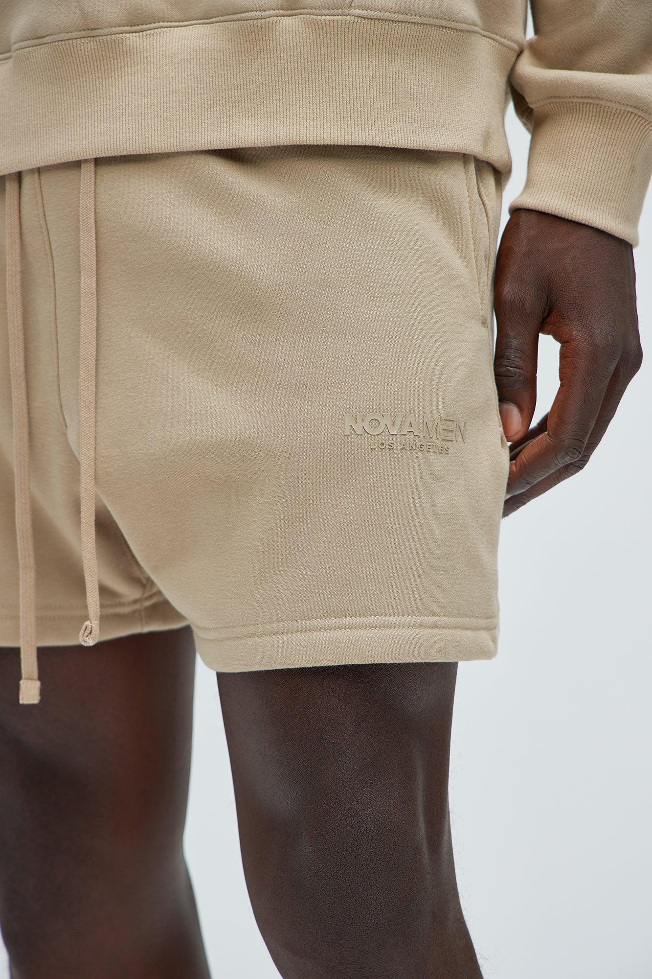 Tyson Novamen Oversize Heavyweight Sweat Shorts - Taupe Product Image
