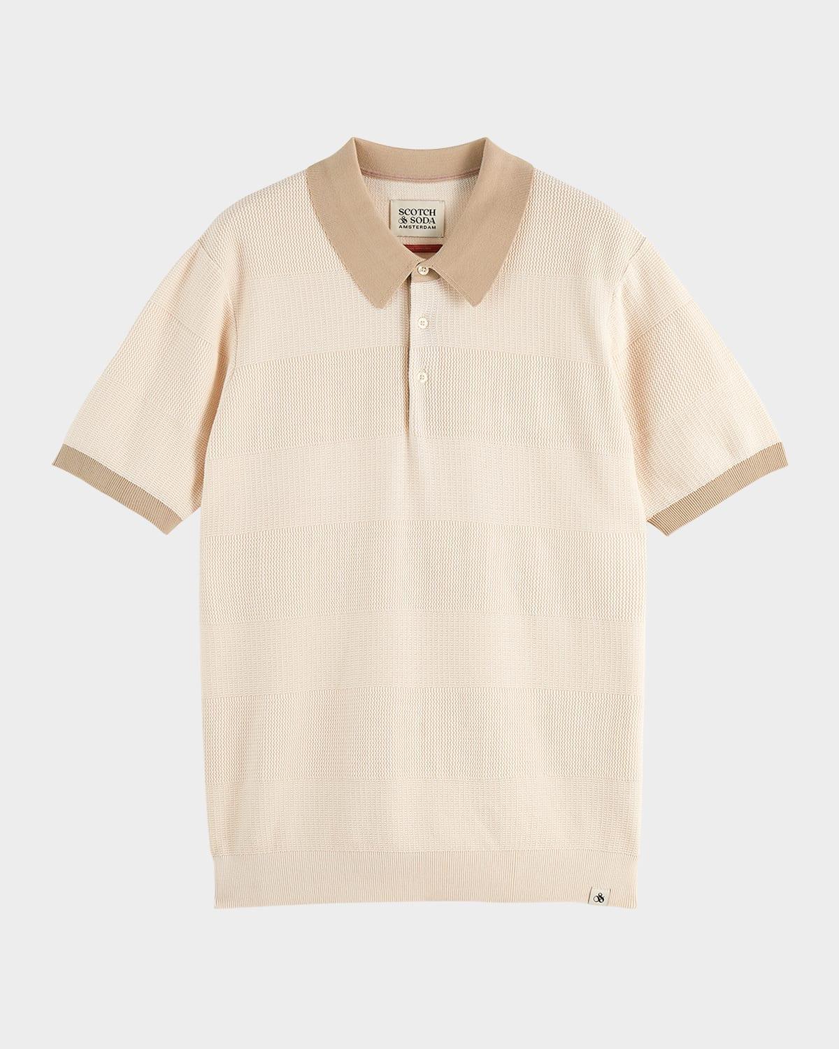 Men's Cotton Texture Knit Polo Shirt  Product Image