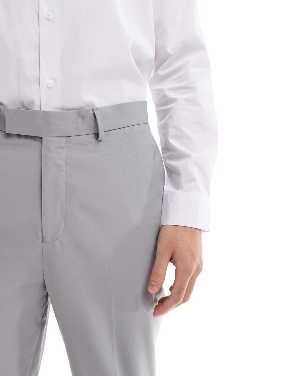 ASOS DESIGN smart tapered fit pants in light gray Product Image