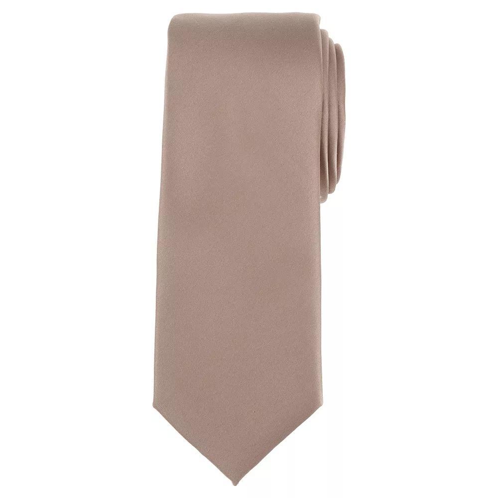 Mens Bespoke Solid Sateen Slim Tie, Brown Product Image