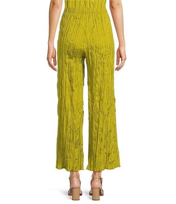 Eileen Fisher Crushed Silk Elastic Waist Pull-On Ankle Coordinating Pants Product Image