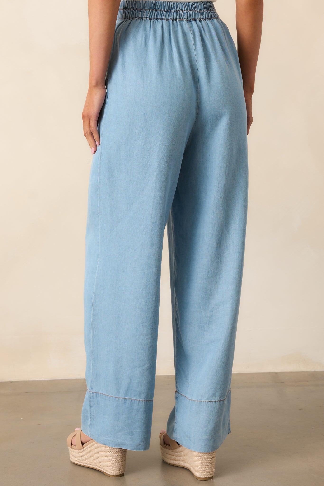 At A Moments Notice Blue Chambray Tailored Pants Product Image