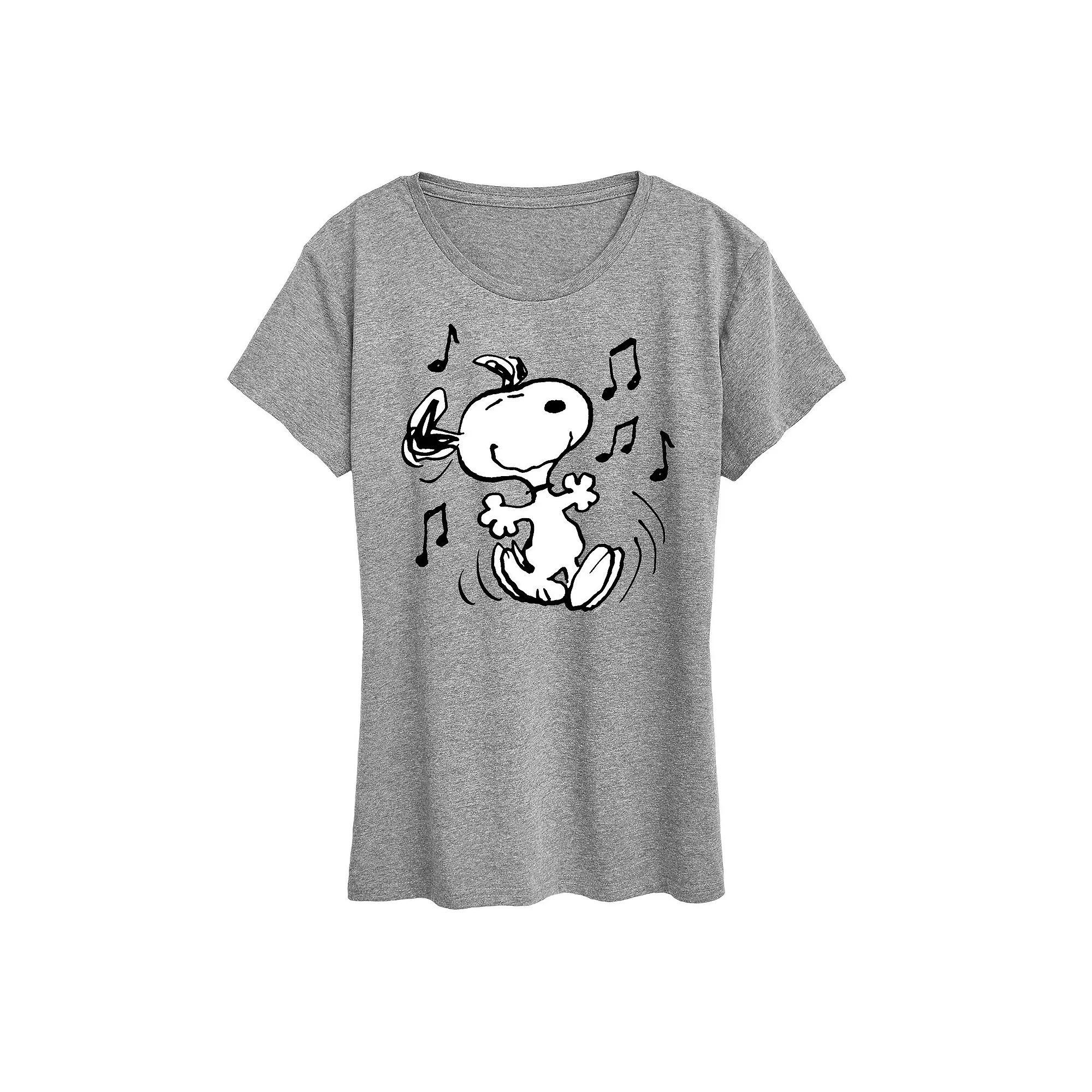 Womens Peanuts Snoopy Dancing Graphic Tee Red Product Image
