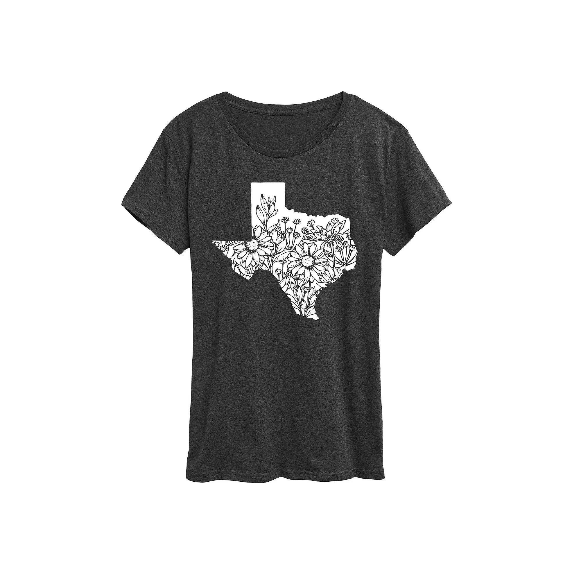 Womens Floral Texas Graphic Tee Heather Grey Product Image