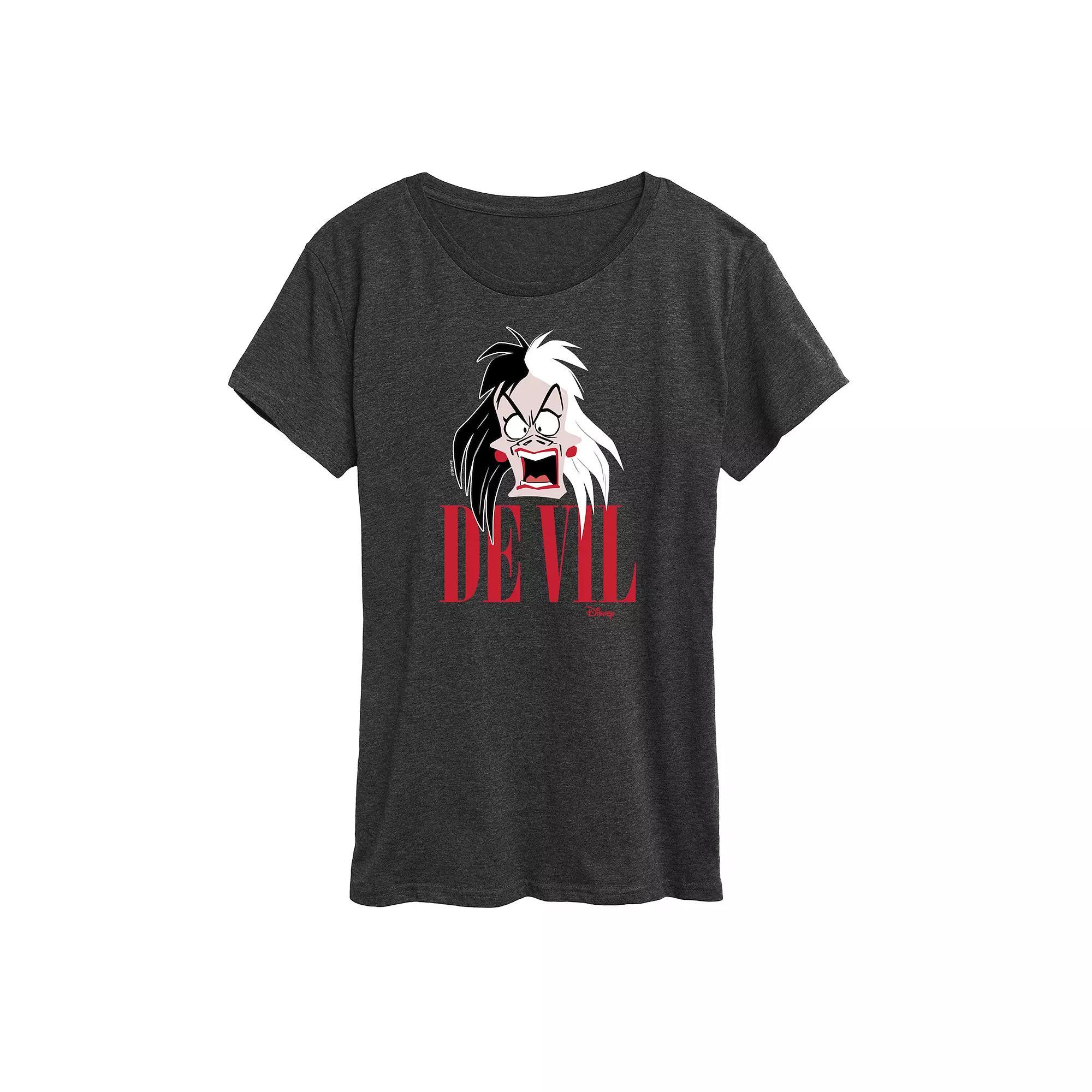 Disneys 101 Dalmations Cruella Womens Graphic Tee Heather Grey Product Image