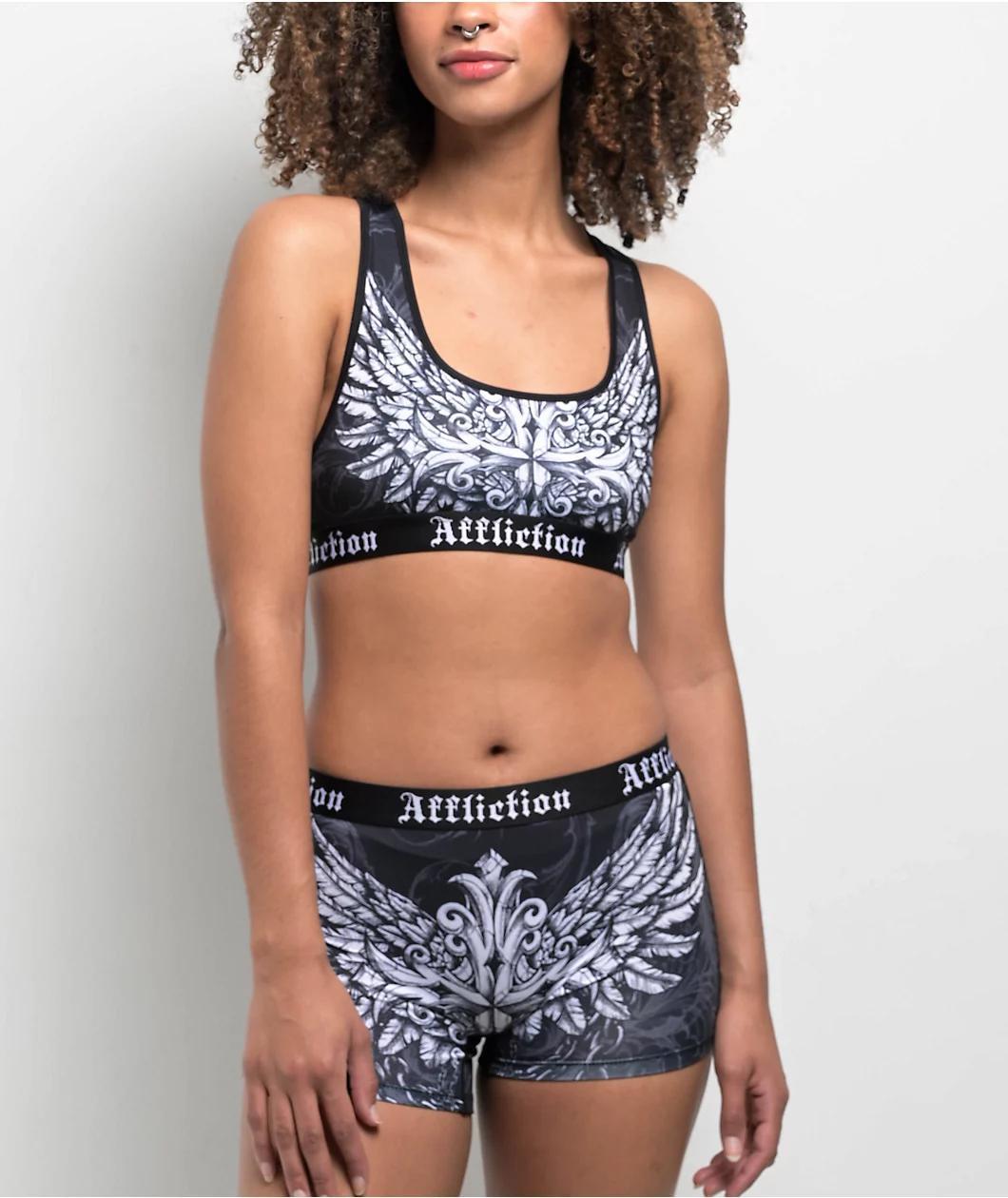 Affliction Empower Black & White Boyshort Underwear Product Image