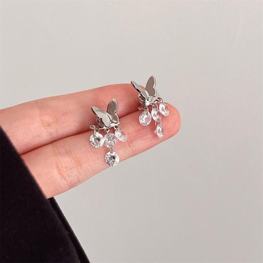 Butterfly Rhinestone Dangle Earrings Product Image