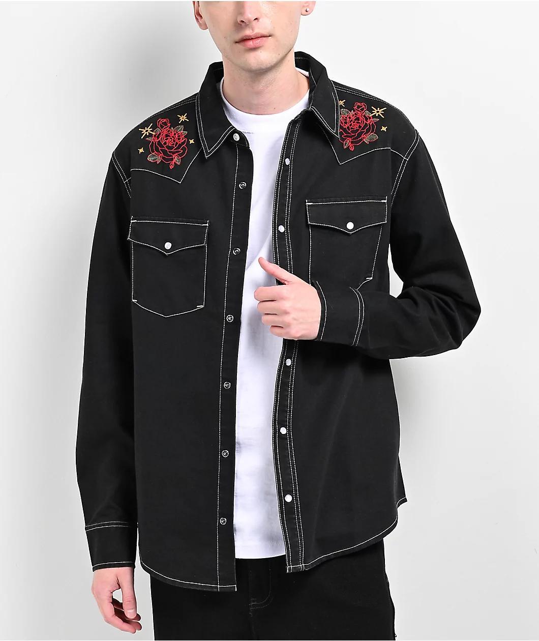 Empyre Outlaw Denim Black Button Down Shirt Product Image