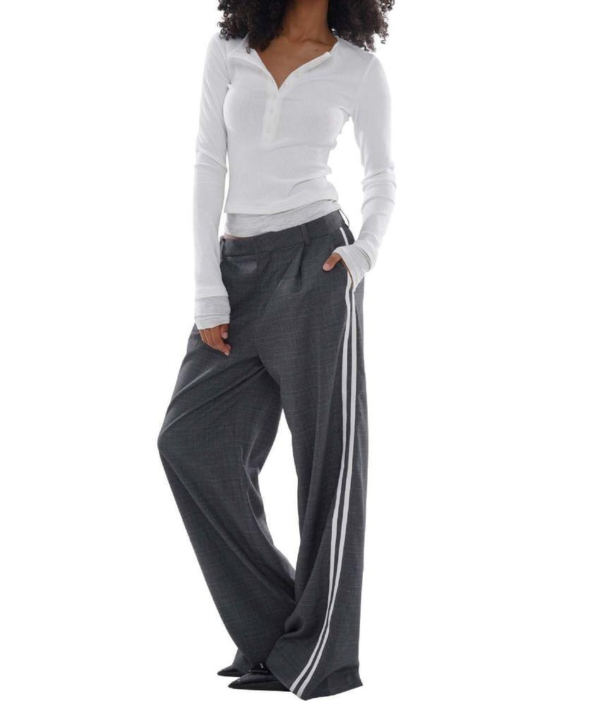 Low Waist Striped Straight-Fit Wide-Leg Dress Pants Product Image