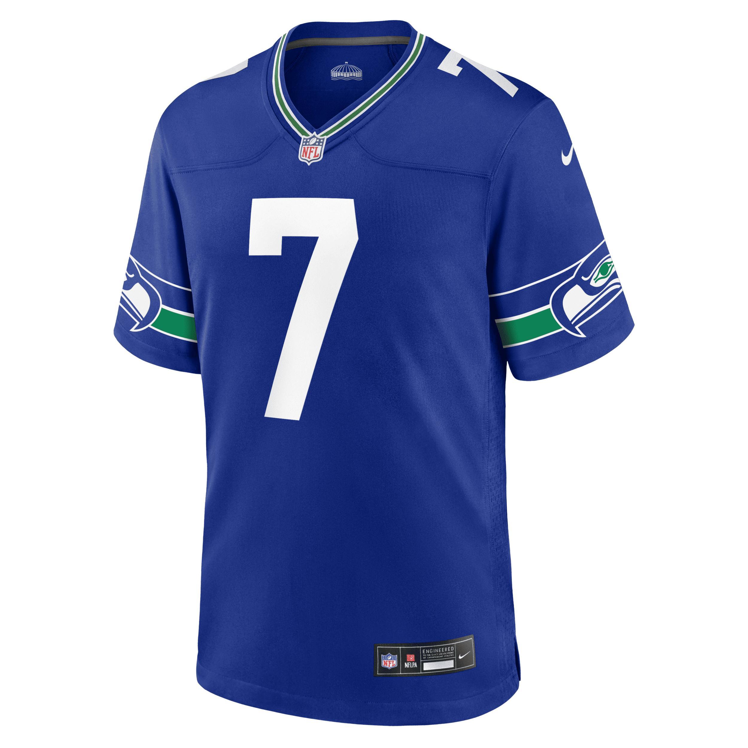 Men's Nike Geno Smith Royal Seattle Seahawks Throwback Player Game Jersey, Size: 3XL, Blue Product Image