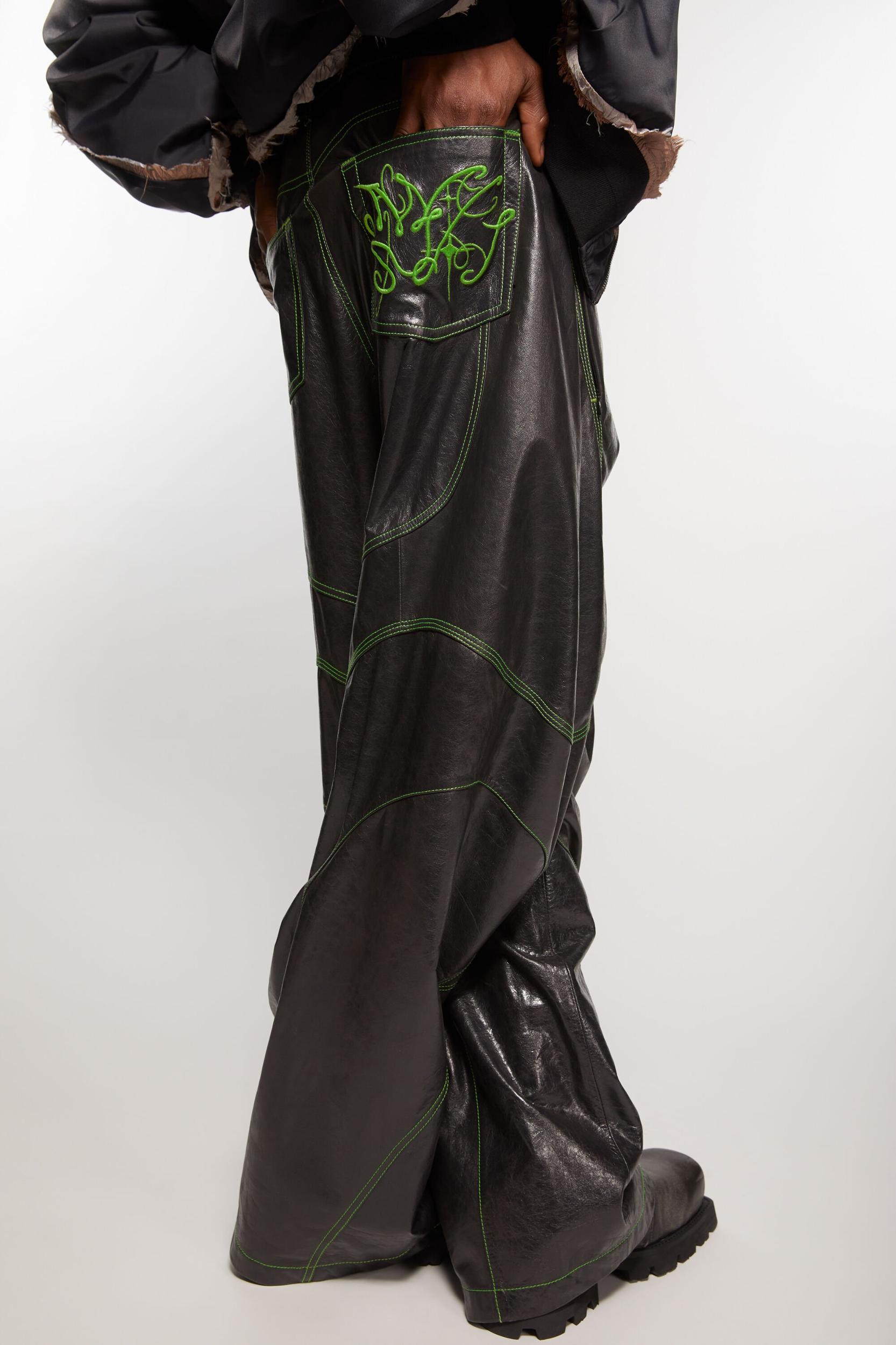 Leather embroidered trousers Product Image