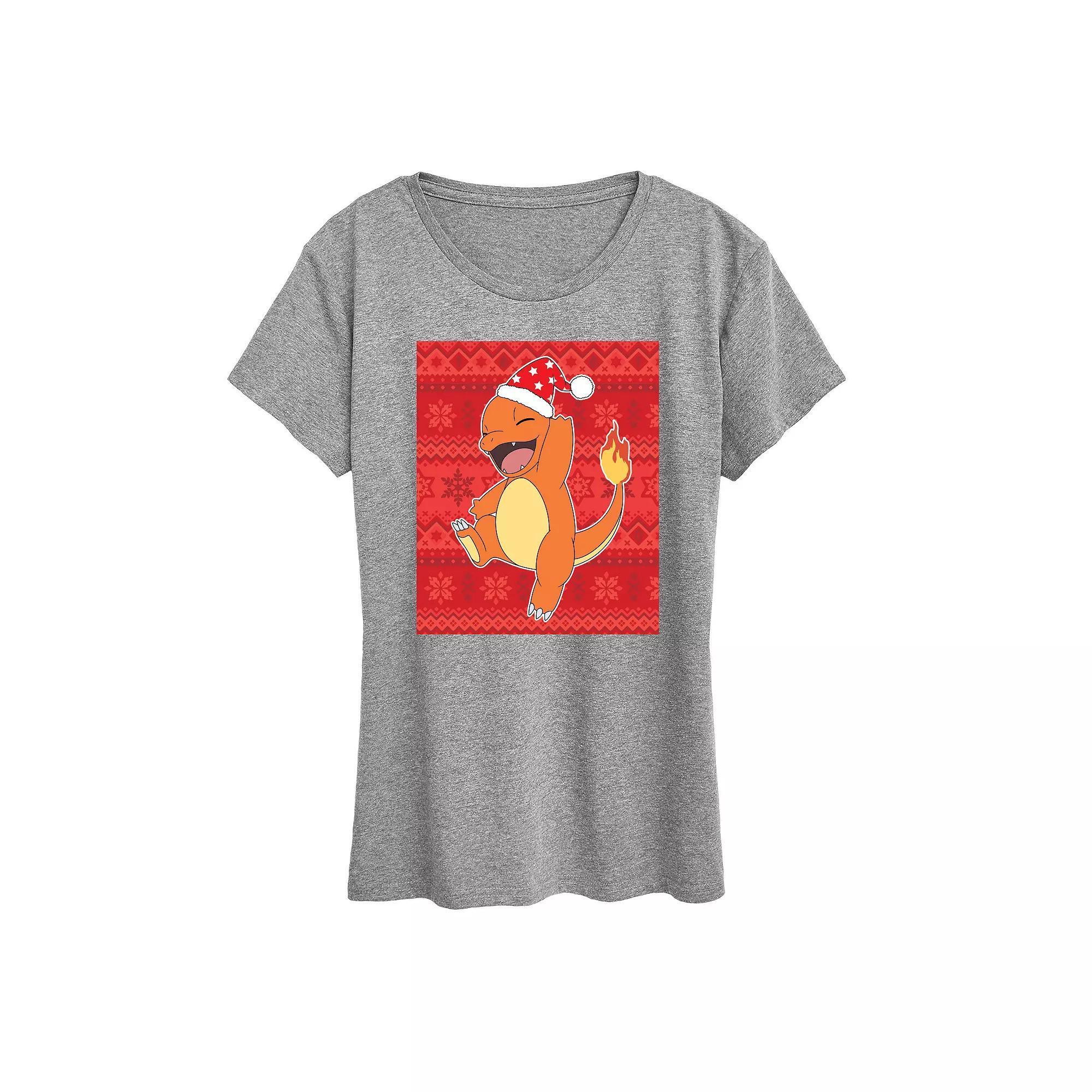 Womens Pokemon Charmander Sweater Graphic Tee Grey Gray Product Image