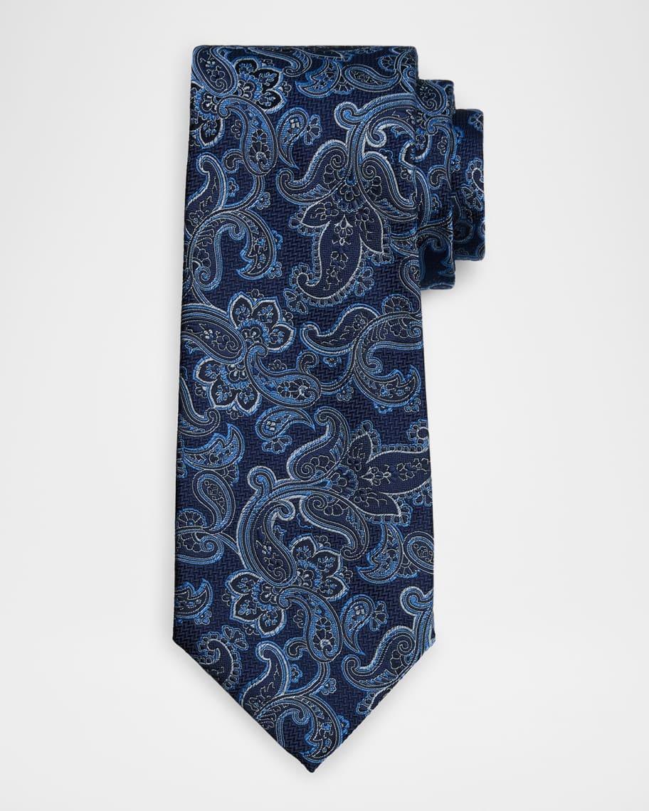 Mens Woven Paisley Silk Tie Product Image