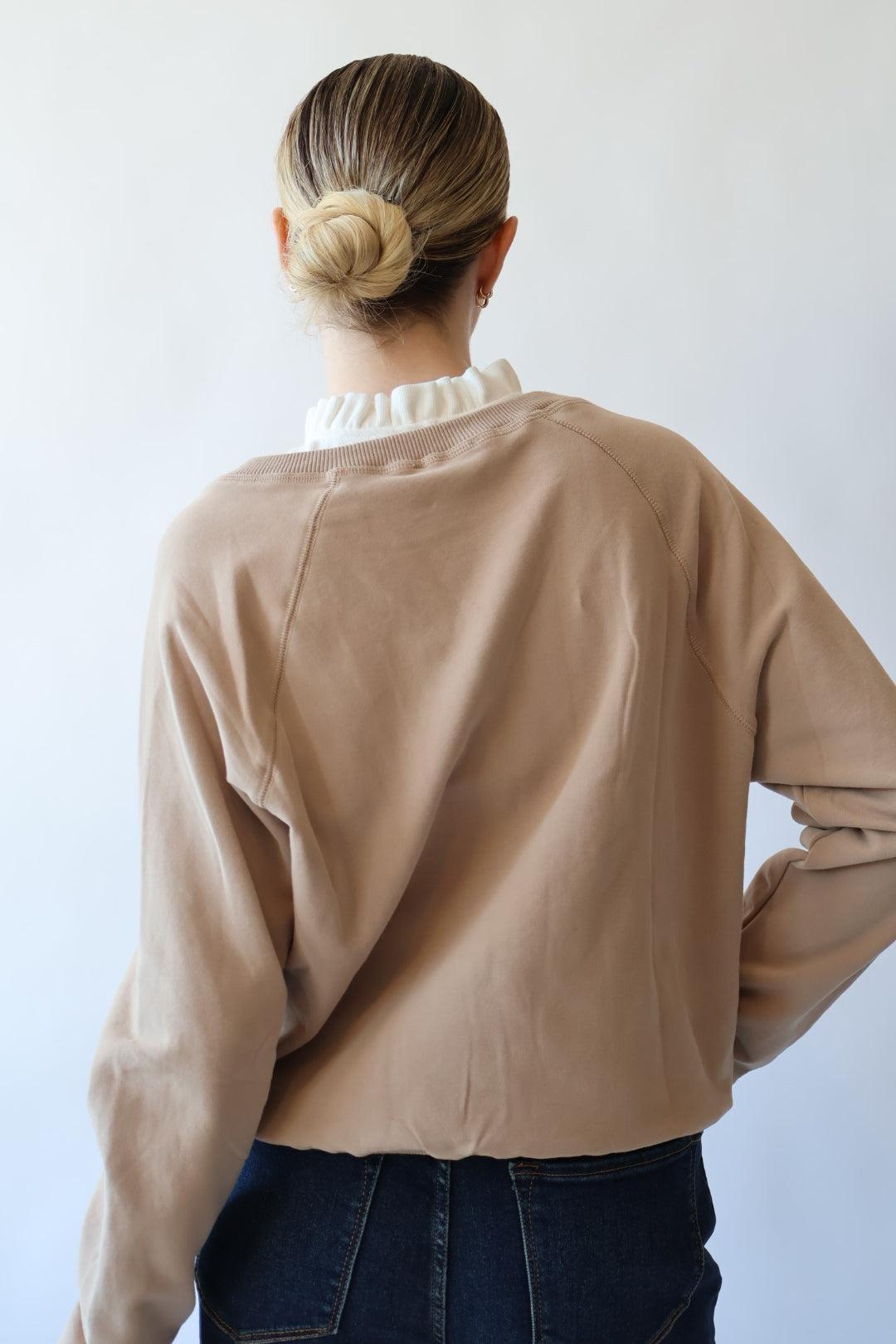 V Neck Cotton Sweatshirt Product Image