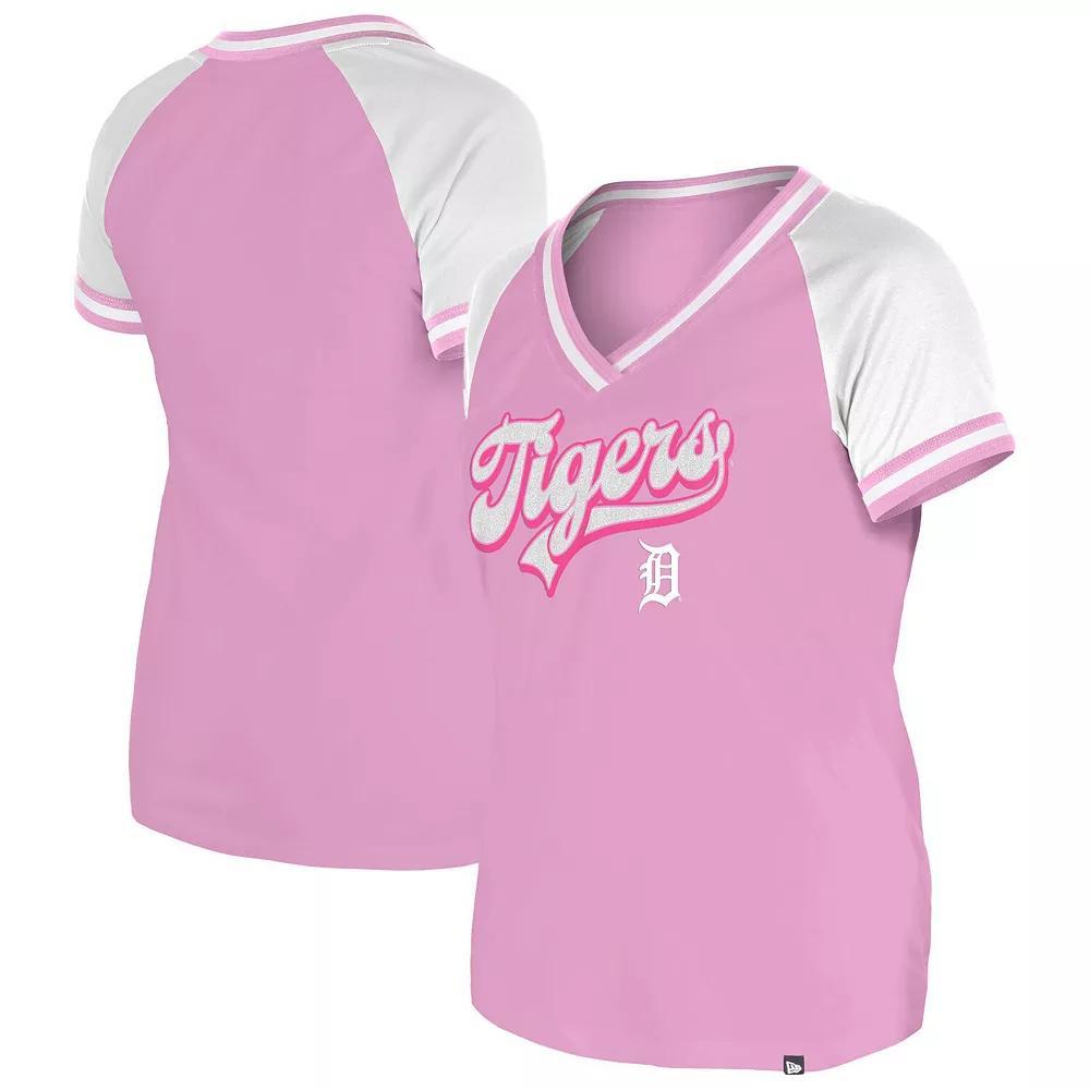 Women's New Era Light Pink Detroit Tigers Gameday V-Neck T-Shirt, Size: Small Product Image