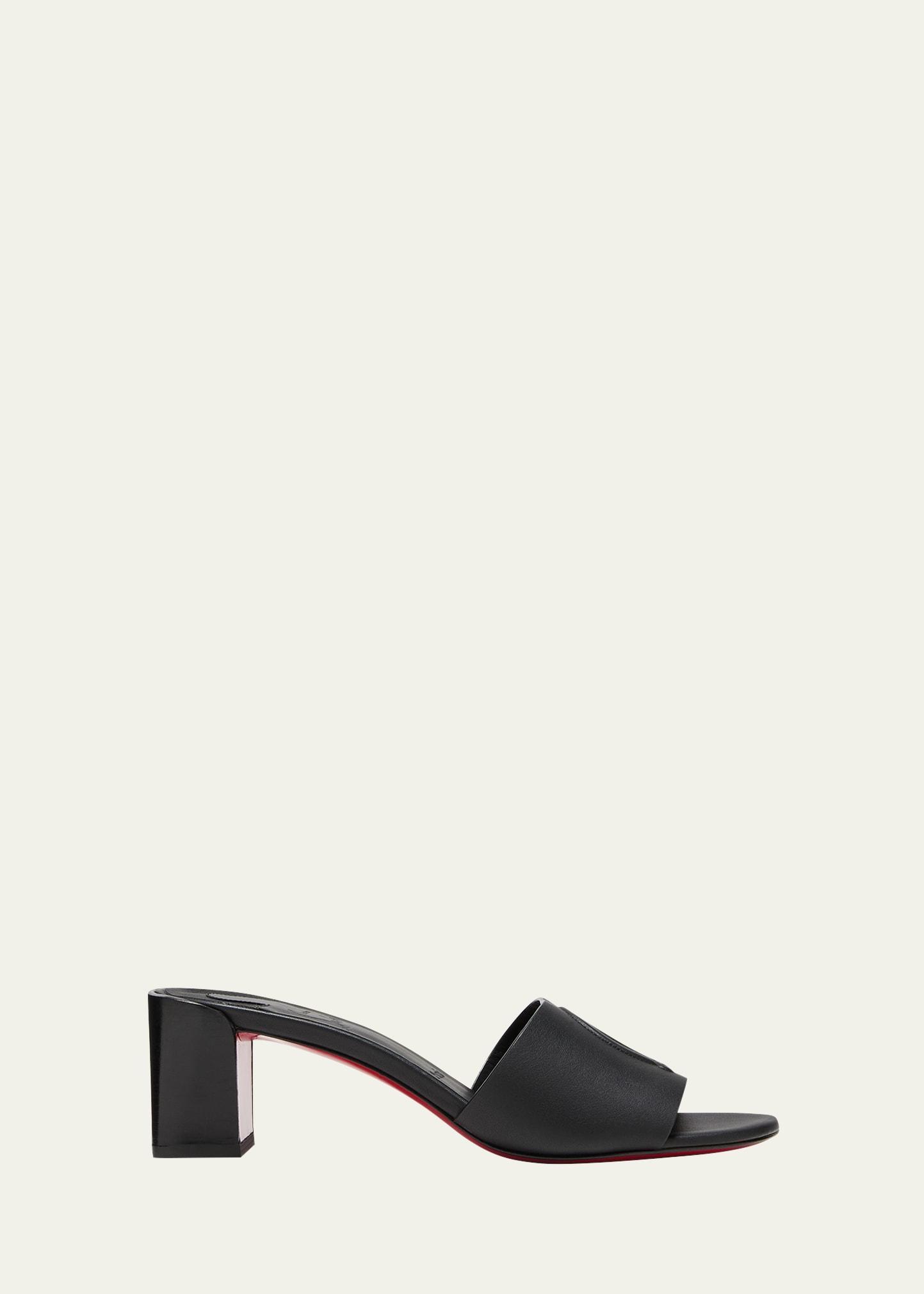 Leather Logo Red Sole Mule Sandals Product Image
