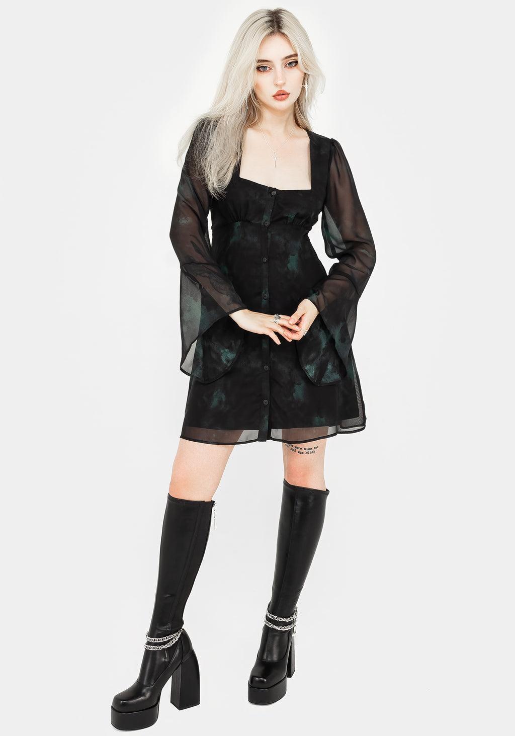 Lichen Bell Sleeve Chiffon Mini Dress Product Image
