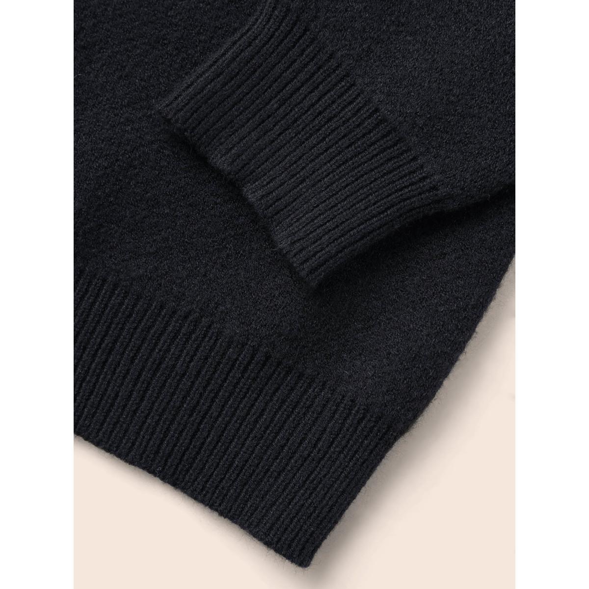 Plus Size Round Neck Floral Contrast Texture Pullover Indigo Women Casual Long Sleeve Round Neck Everyday Pullovers BloomChic 12/L Product Image
