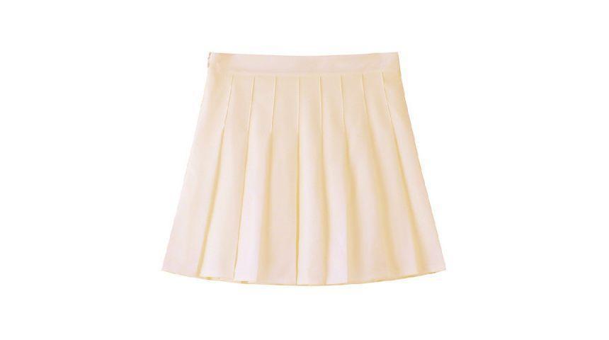 High Waist Plain Pleated Mini A-Line Skirt Product Image