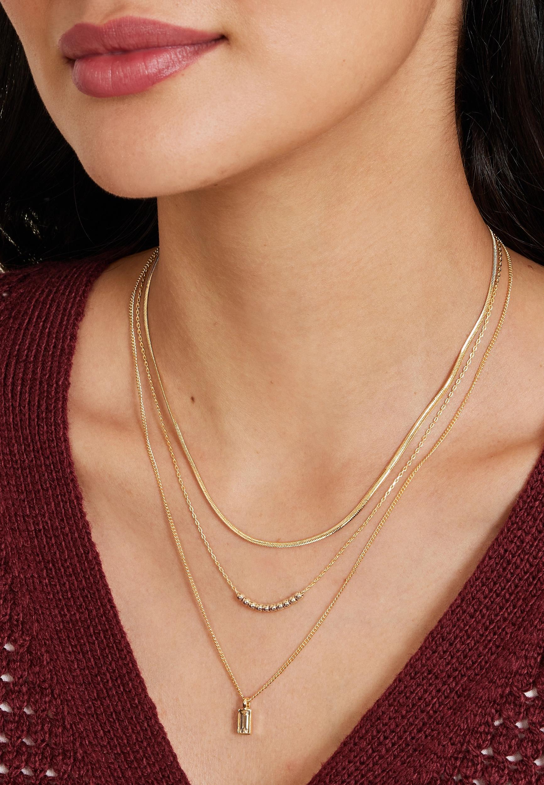 Maurices Womens Gold Crystal Pendant Multi Layered Necklace Size O/s Product Image