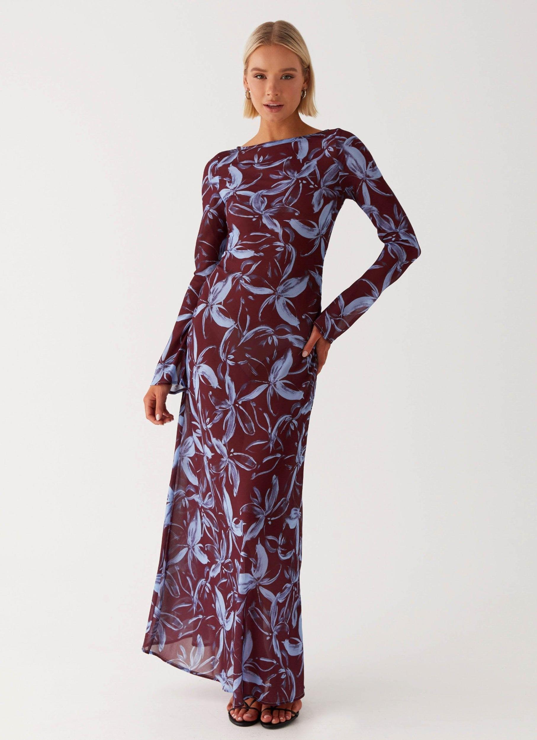 Lorde Maxi Dress - Brown Purple Floral Product Image