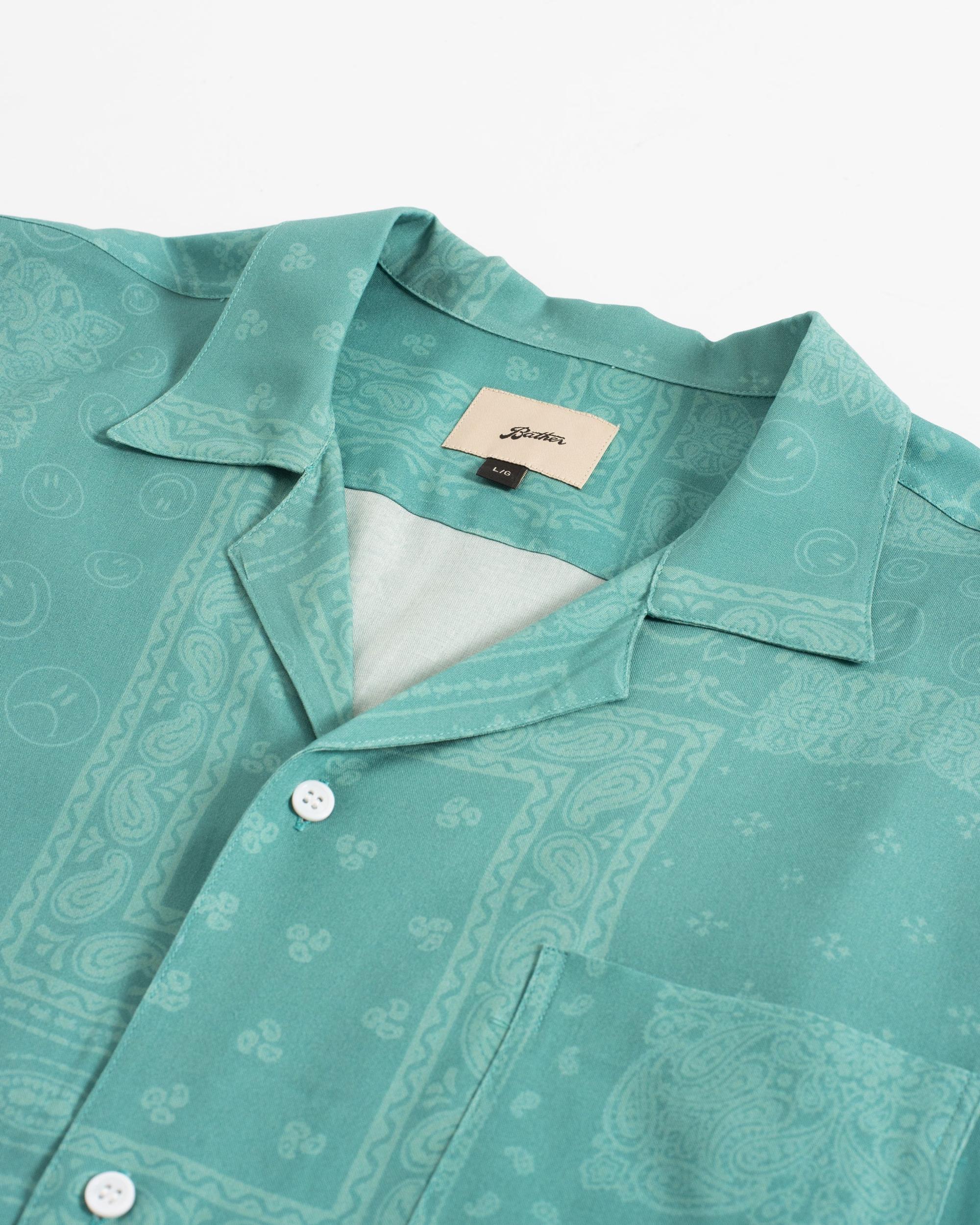 Teal Tonal Bandana Camp Shirt Product Image