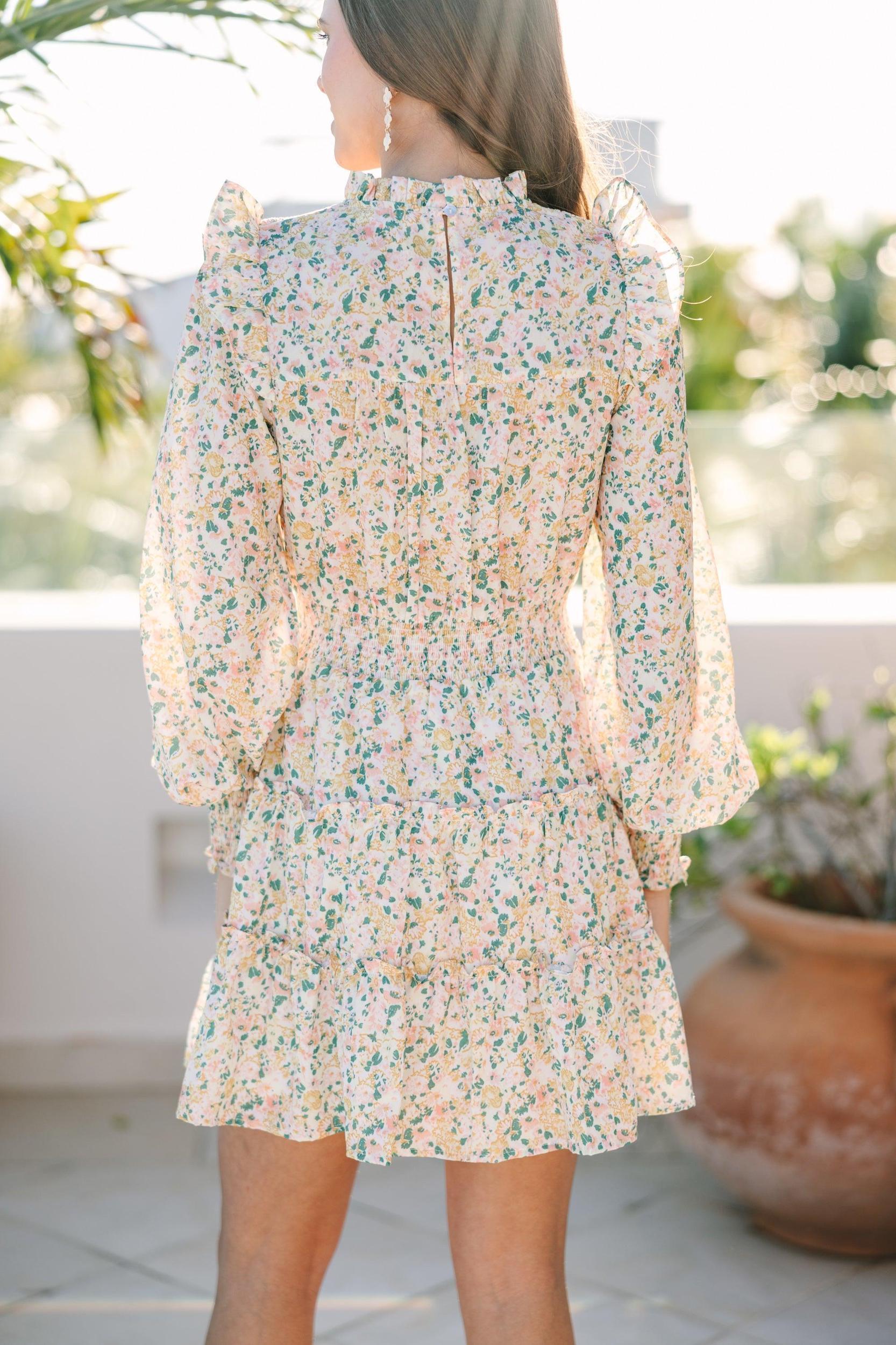 Walk My Way Yellow Ditsy Floral Dress Female Product Image